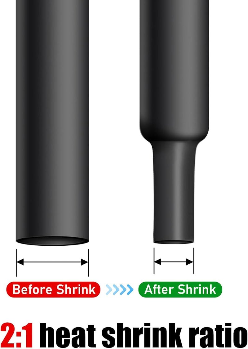 OLIREXD Heat Shrink Tube, Wire Wrap Electrical Cable Ratio 2:1 Heat Shrinkable Shrinking Sleeving Black 1.5M / 5Ft (25mm) - Image 3